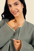 Embroidered long sleeves linen coat